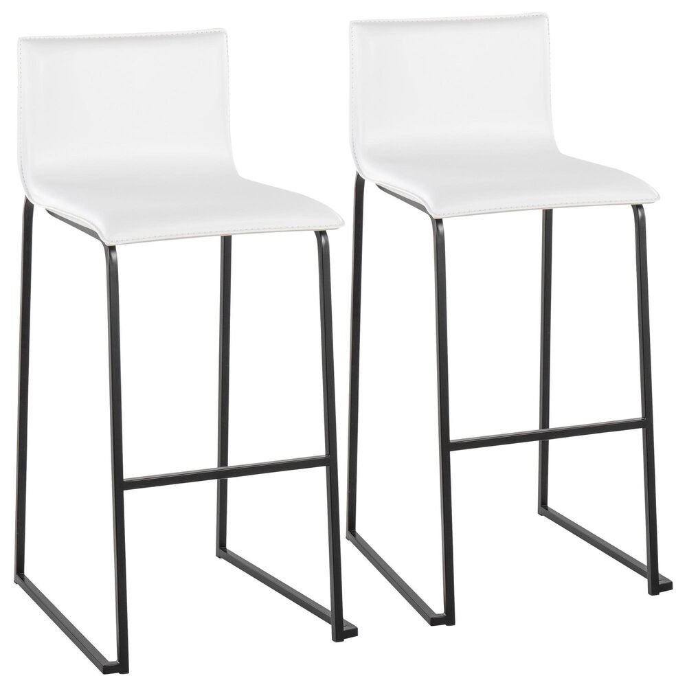 Lumisource Mara Barstool with White Cushion in Black (Set of 2), , large