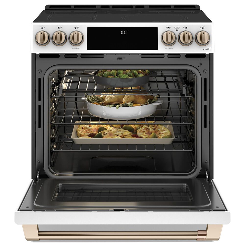 Cafe 5.7 Cu. Ft. Smart Slide-In, Front-Control, Radiant and Convection Range in Matte White, , large