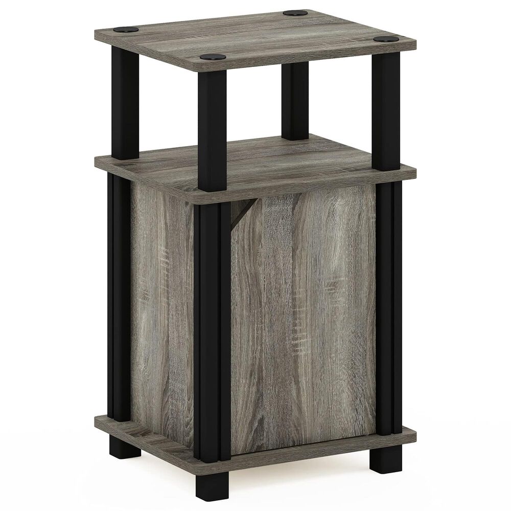 HOMLUX Brahms 3-Tier End Table in French Oak Grey and Black, , large