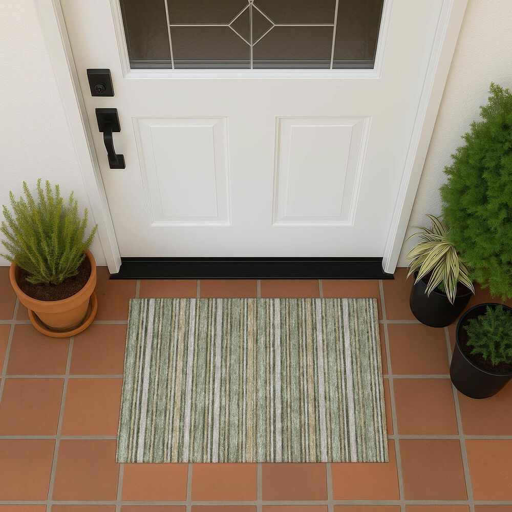 Dalyn Rug Company Soft Essentials Striped Olive 1'8" x 2'6" Indoor/Outdoor Area Rug, , large