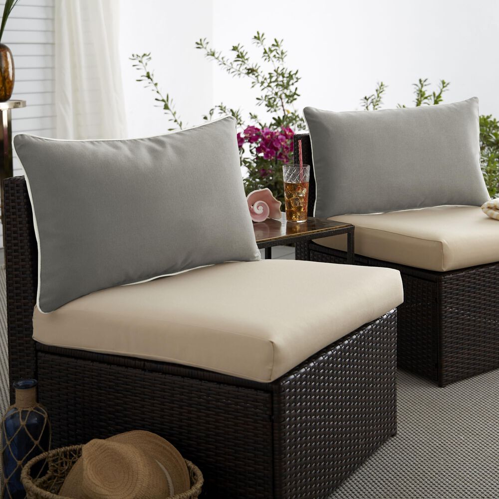 Sorra Home Sunbrella 16" x 26" Pillow in Canvas Charcoal (Set of 2), , large