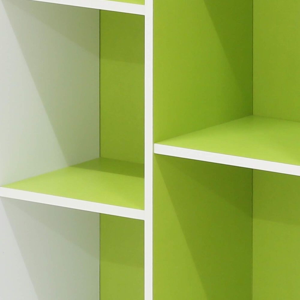 HOMLUX 11-Cube Reversible Open Shelf Bookshelf in Green and White, , large