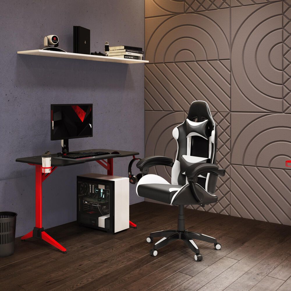CorLiving Ravagers Gaming Chair in Black/White, , large