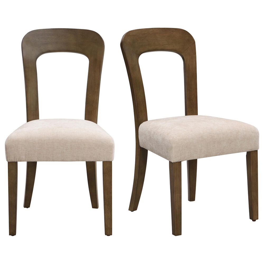 Hearth and Haven Upholstered Side Chair with Beige Cushion in Light Brown (Set of 2), , large