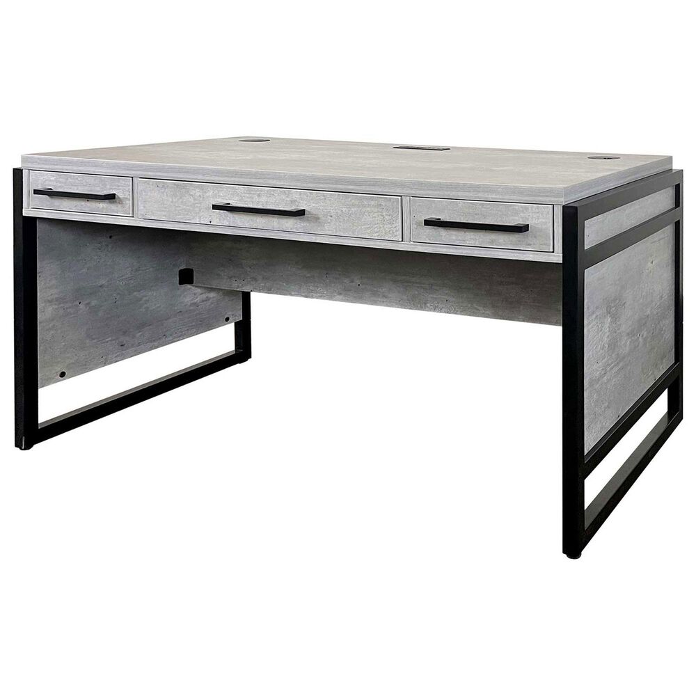 Wycliff Bay Mason 3-Drawer Writing Desk in Concrete and Dark Bronze, , large