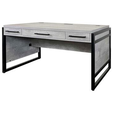 Wycliff Bay Mason 3-Drawer Writing Desk in Concrete and Dark Bronze, , large