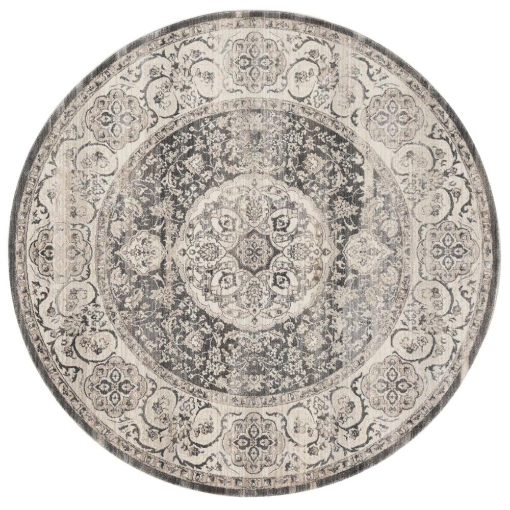Safavieh Vintage Persian VTP457H 5' Round Dark Grey and Ivory Area Rug, , large