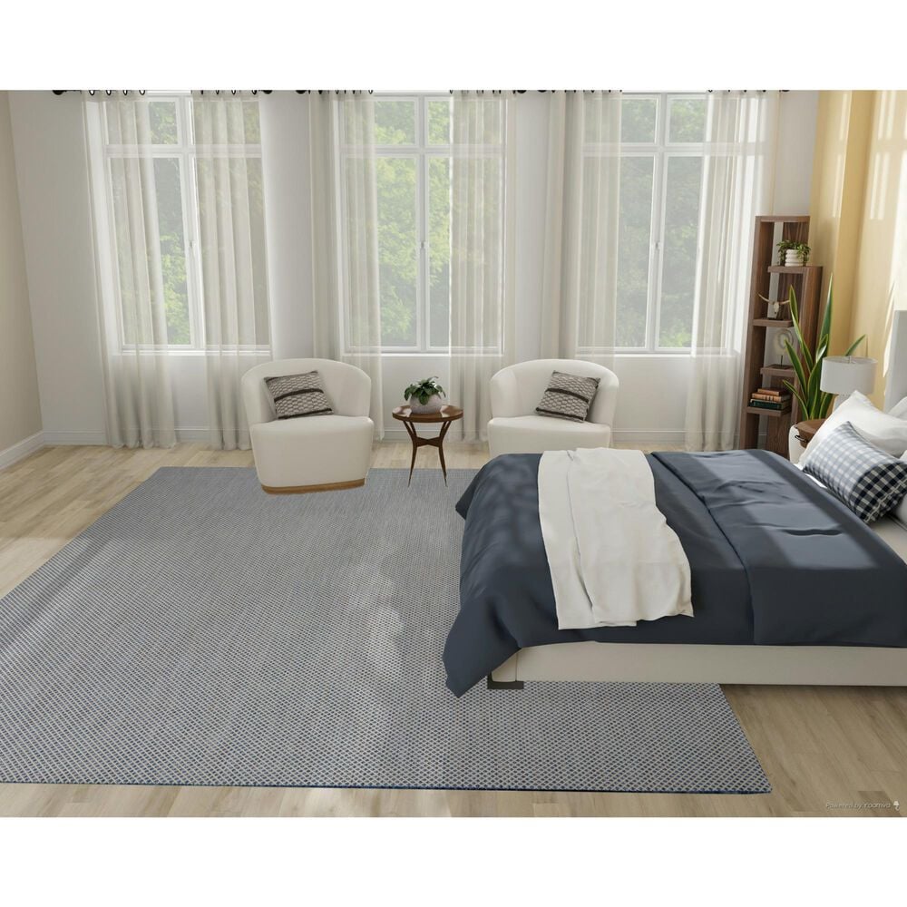 Nourison Courtyard Ivory and Blue 9&#39; x 12&#39; Indoor/Outdoor Area Rug, , large