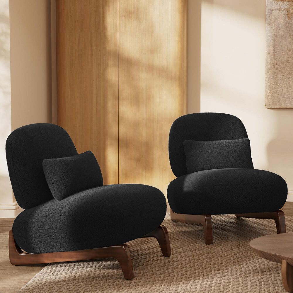 Morden Fort Cloud Boucle Armless Chair in Black (Set of 2), , large