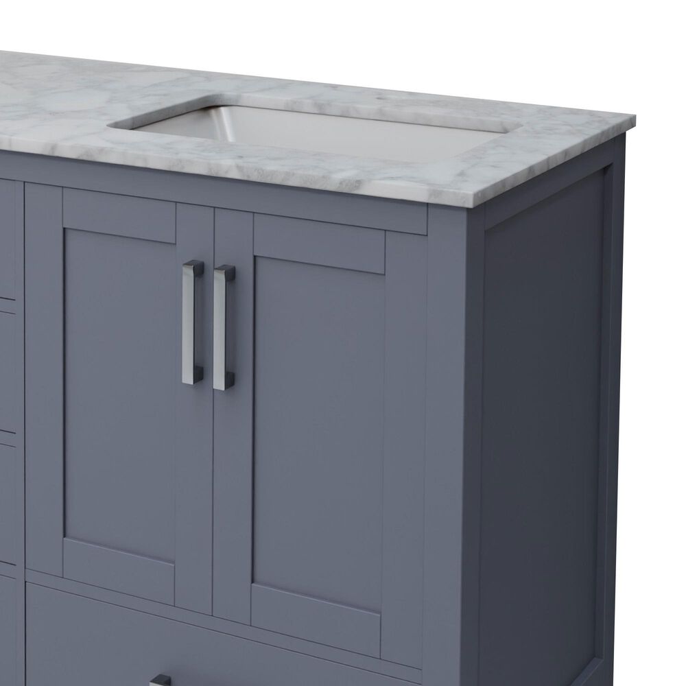 Lexora Home Jacques 60" Double Bathroom Vanity in Dark Grey with 2 cm White Carrara Marble Top and Rectangular Sinks, , large