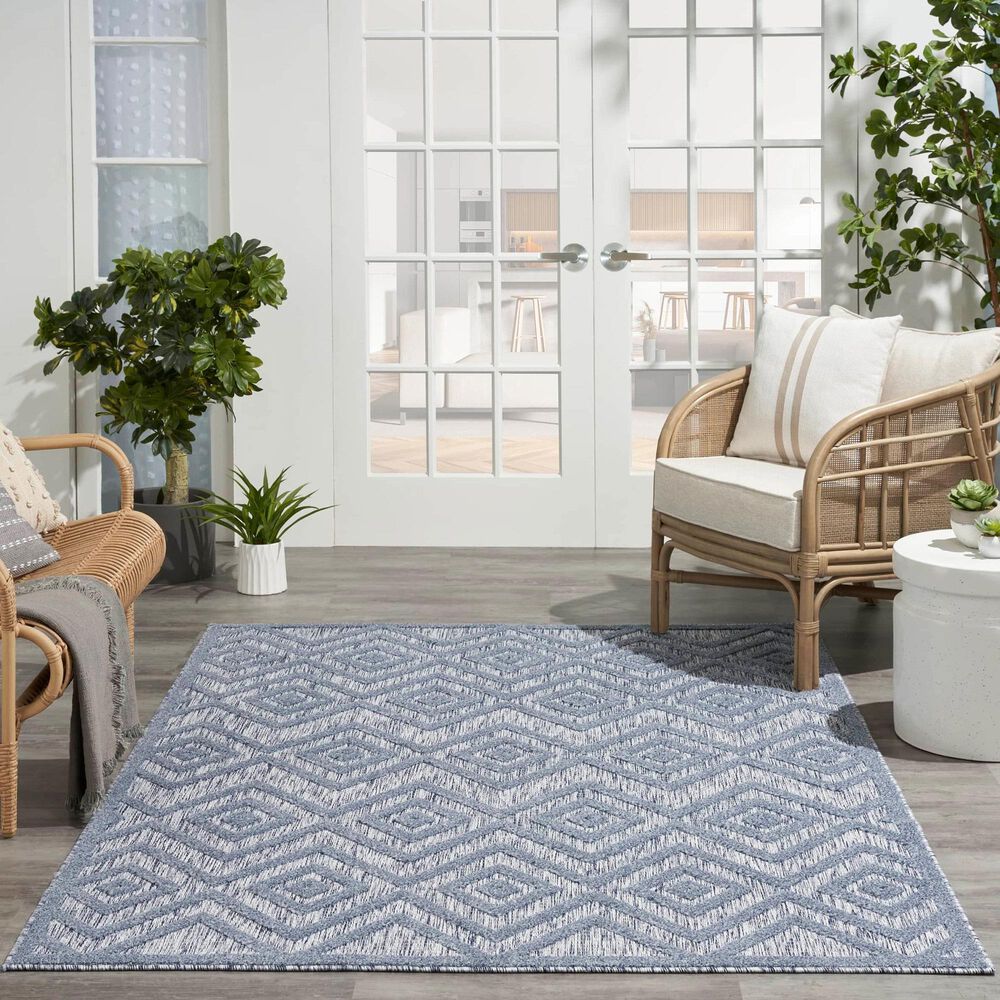 Nourison Versatile 4&#39; x 6&#39; Denim Blue Indoor/Outdoor Area Rug, , large