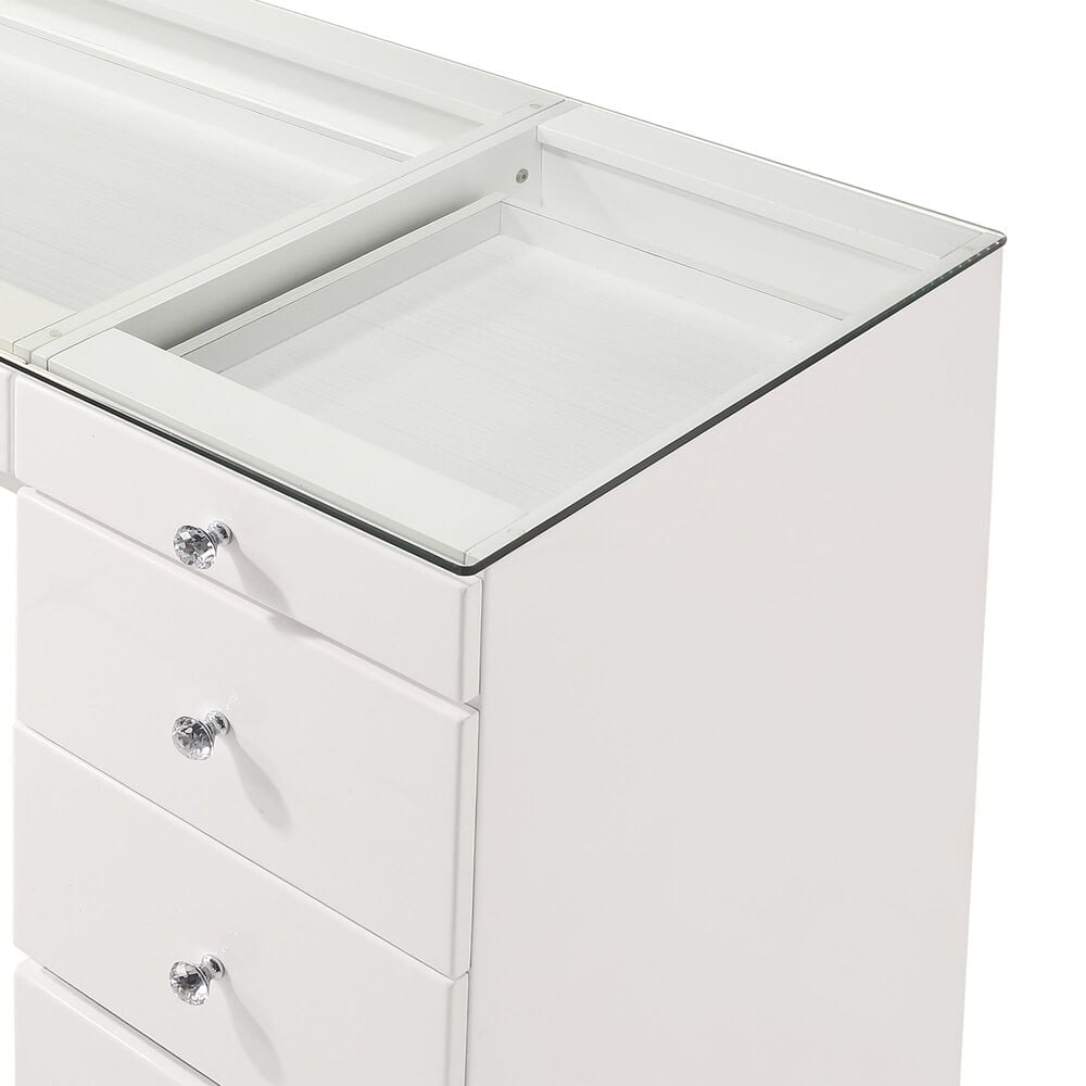 Crown Mark Avery Vanity Set with Stool in White, , large