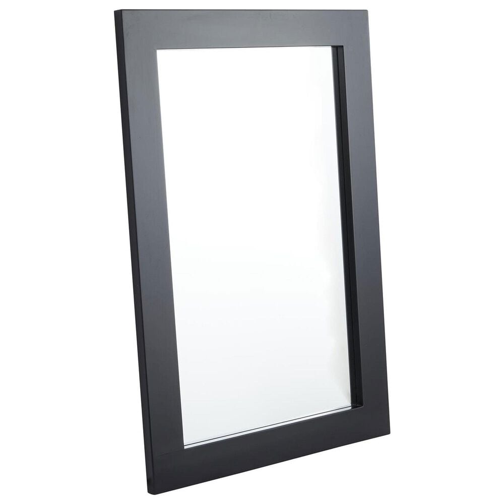 Maple and Jade 36&quot; Wood Rectangular Minimalistic Wall Mirror in Matte Black, , large