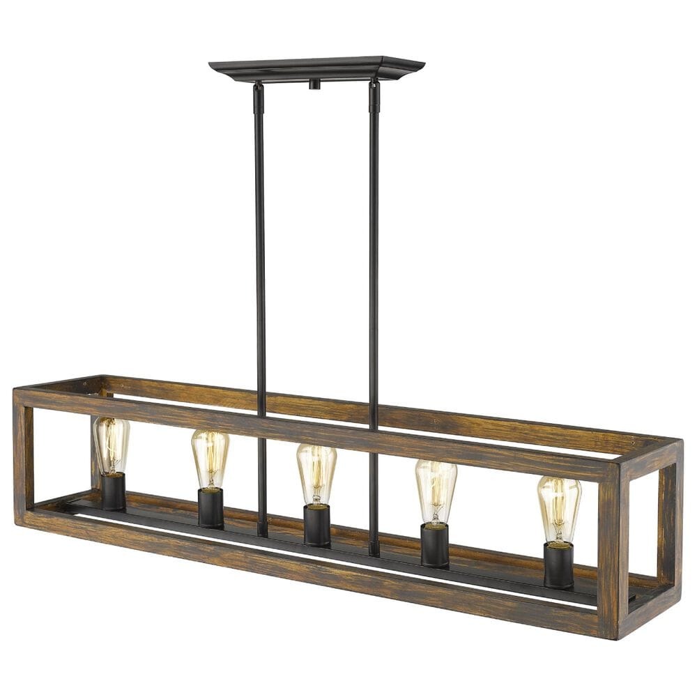 Golden Lighting Sutton 5-Light Linear Pendant in Matte Black and Rustic, , large