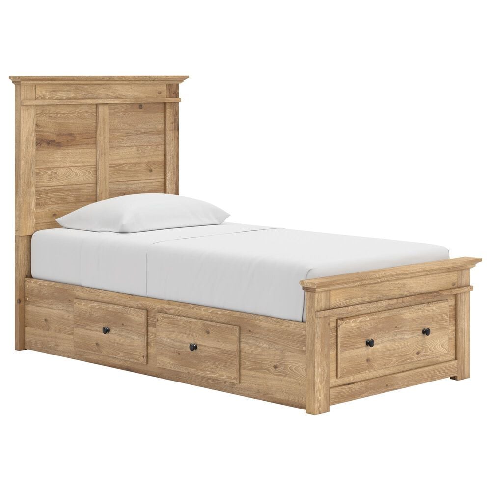 Ashley Makidern 2-Piece Twin Storage Bedroom Set with Five Drawers in Natural Brown, , large