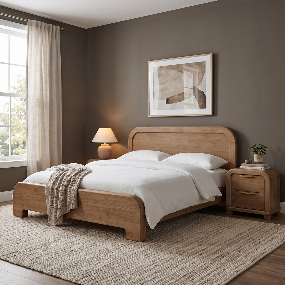 Urban Home Kione Queen Platform Panel Bed in Brown, , large