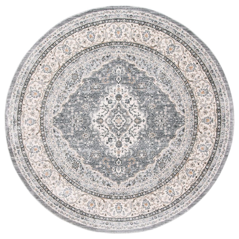 Safavieh Isabella 6"7" Round Grey and Cream Area Rug, , large