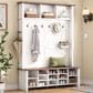HOMLUX 6-Hook Hall Tree with 16-Compartment in White and Walnut, , large