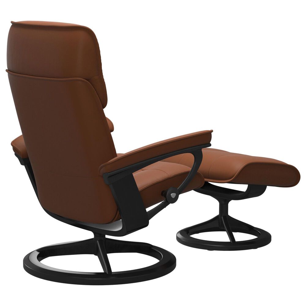 Stressless Admiral Medium Leather Chair and Ottoman Set in New Cognac, , large
