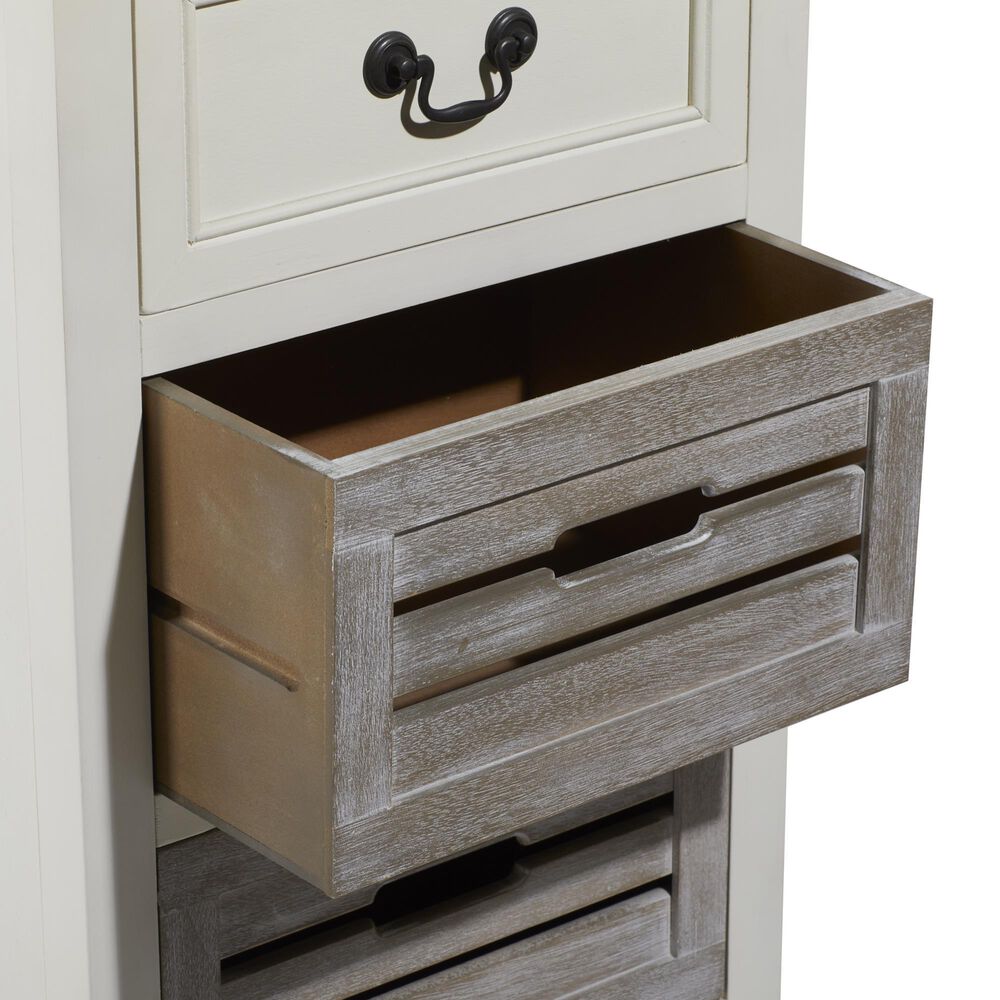 Maple and Jade 3-Drawer Side Table in White and Taupe, , large