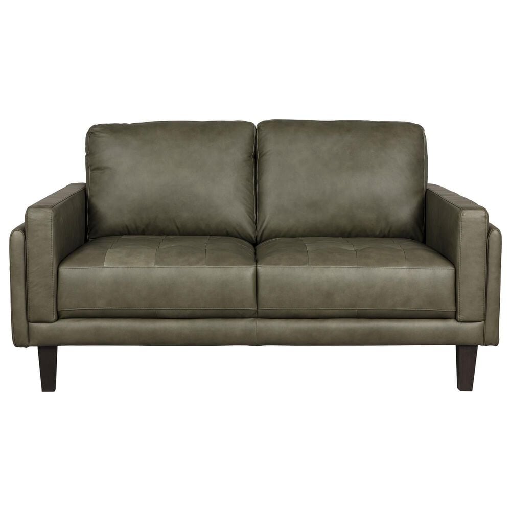 Chateau d'Ax 4-Piece Stationary Leather Living Room Set in Olive Green, , large