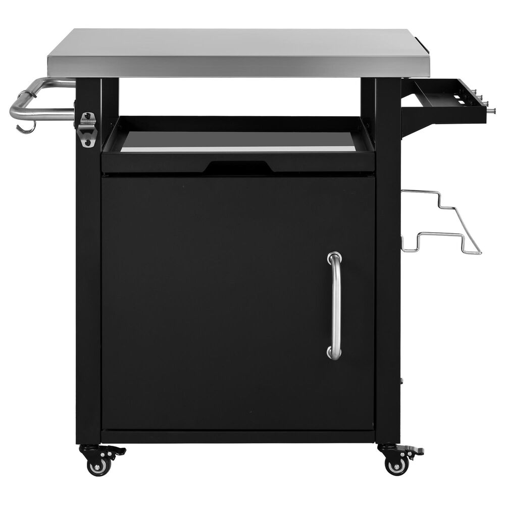 HOMLUX 39.5" Outdoor Kitchen Island in Black and Stainless Steel, , large