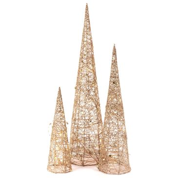 The Gerson Company Holiday Cones in Gold (Set of 3), , large