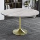 Leisuremod LeisureMod Verve Collection 48 Round Dining Table, Brushed Gold Base with Laminated White Marbleized Top, , large
