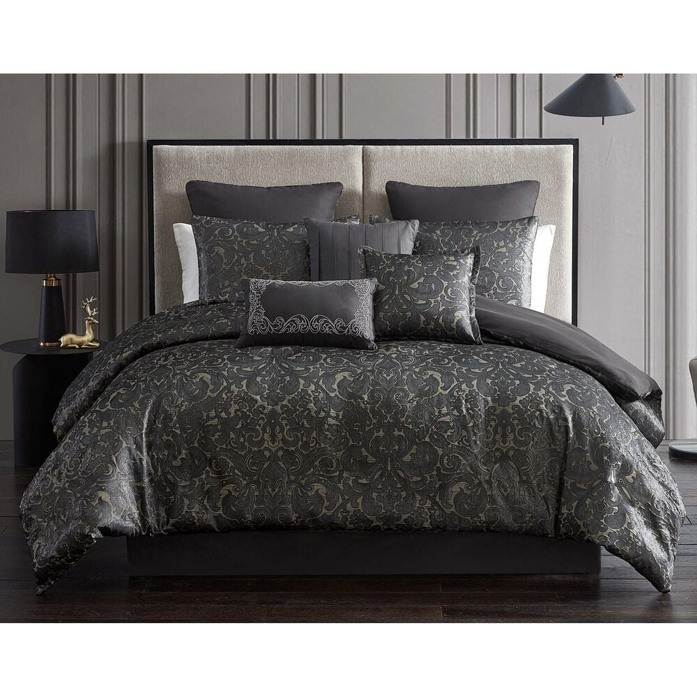 Hallmart Collectibles Dexton 9-Piece Queen Comforter Set in Tan and Black, , large
