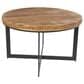 Maple and Jade Beaded Coffee Table with Metal X-Shaped Base in Washed Brown and Black, , large
