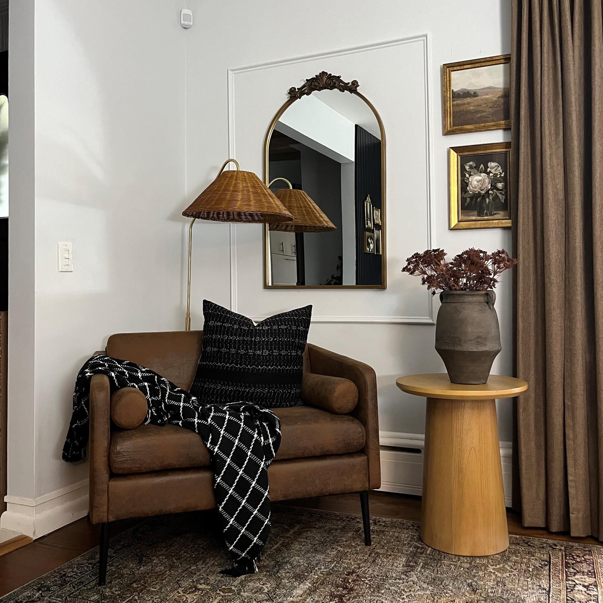Mitzi Lighting Lauren Floor Lamp in Aged Brass and Texture Black