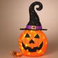 The Gerson Company 24.8"H UL Electric Lighted Outdoor Pumpkin with Witch Hat and 45 Lights in Orange, , large