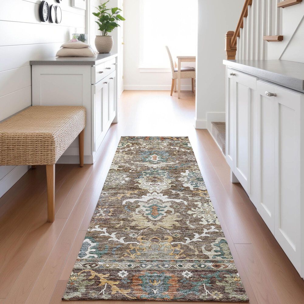 Dalyn Rug Company Silk Road Chocolate, Ivory, Gold, Copper, Blue, Teal and Mocha 2&#39;3&quot; x 7&#39;6&quot; Runner, , large