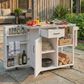 Hearth and Haven Outdoor Kitchen Island Cart with Stainless Steel Top, Towel and Spice Racks in White, , large