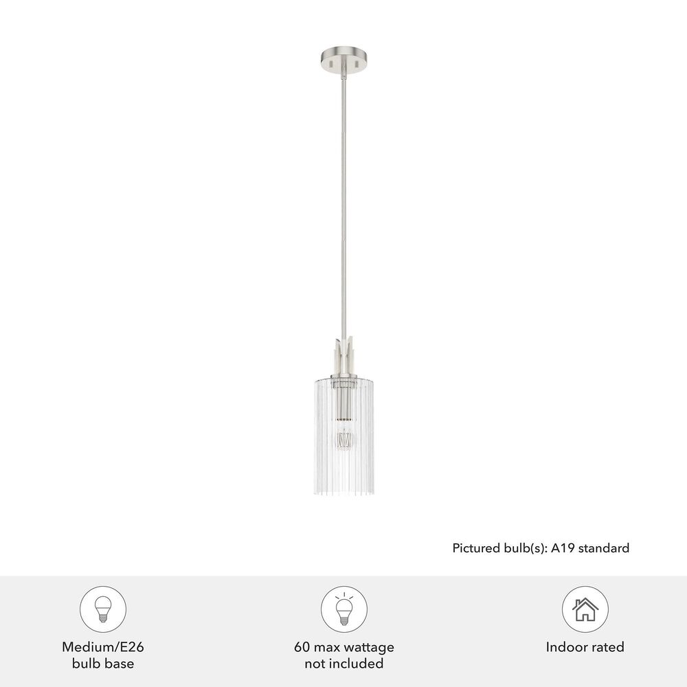 Hunter Gatz 1-Light Mini Pendant in Brushed Nickel, , large