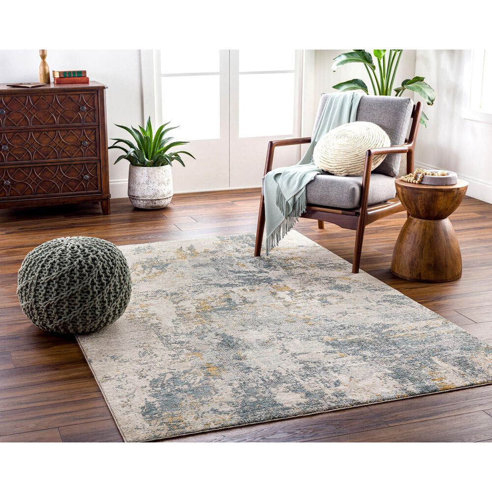 Surya Dresden Taupe, Off-White, Deep Teal, Dusty Sage, Ink Blue, Mustard and Light Gray 7'10" x 10'2" Area Rug, , large