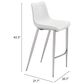 Zuo Modern Magnus Bar Stool in White and Silver (Set of 2), , large