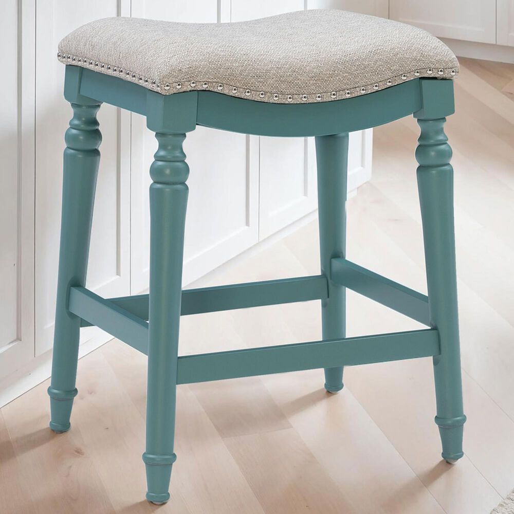 Linon Home Decor Hayes Counter Stool in Teal Blue, , large