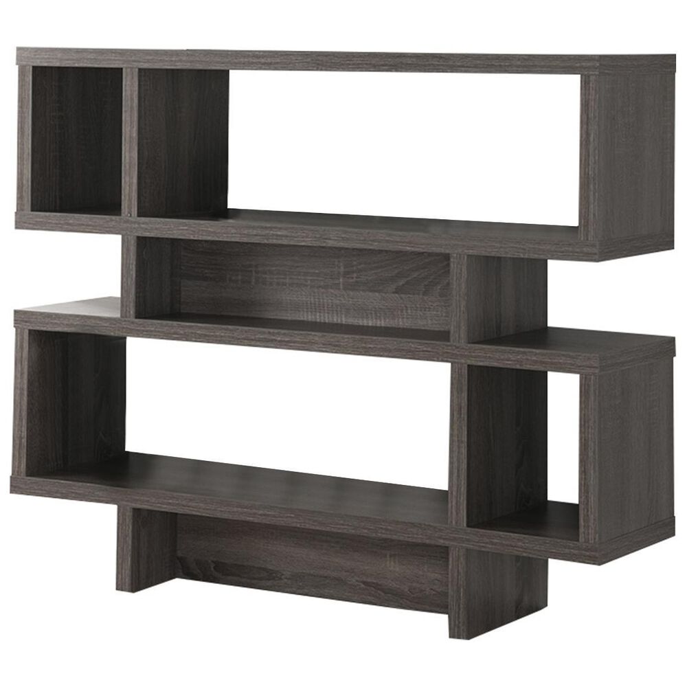 Living Essentials 2-Tier Display Cabinet in Distressed Gray, , large