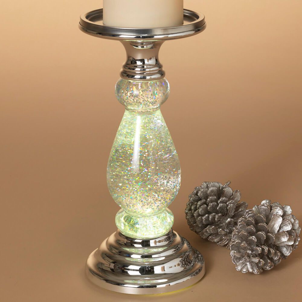 The Gerson Company 10.25" Water Globe Candle Holder in Silver, , large