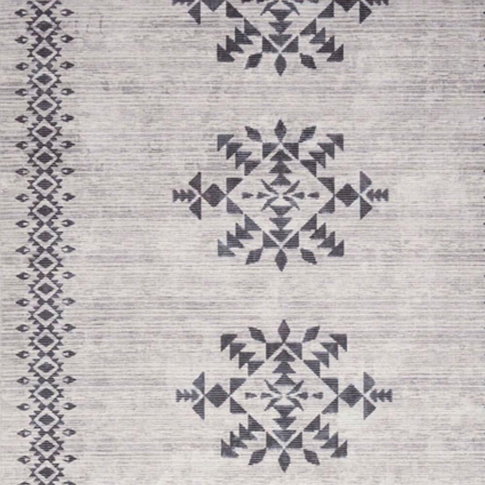 Nourison Machine Washable Series 1 6&#39; x 9&#39; Ivory and Charcoal Area Rug, , large