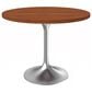 Leisuremod LeisureMod Verve Collection 36 Round Dining Table, Brushed Chrome Base with Cognac Brown MDF Top, , large