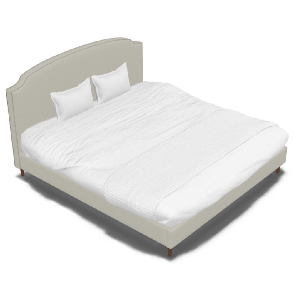 Jonathan Louis Design Lab King Platform Bed with Thrillist Pearl Upholstered in Walnut, , large