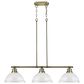 Golden Lighting Duncan 3-Light Pendant with White Shade in Aged Brass, , large
