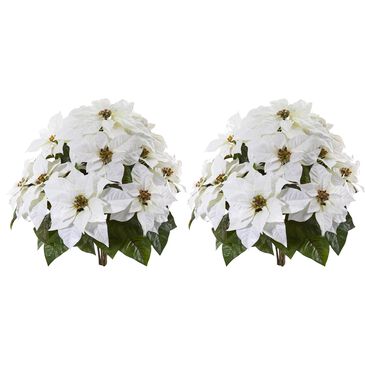Nearly Natural Inc 24" White Poinsettia Artificial Plant (Set of 2), , large