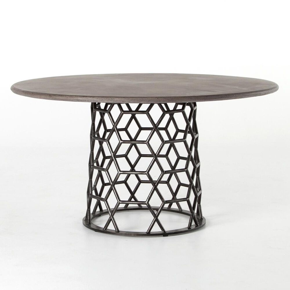 Four Hands Everett Round Dining Table in Concrete and Iron - Table Only, , large