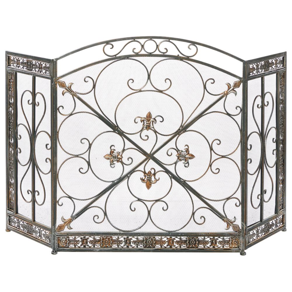Maple and Jade 52" x 31" Fireplace Screen in Black, , large