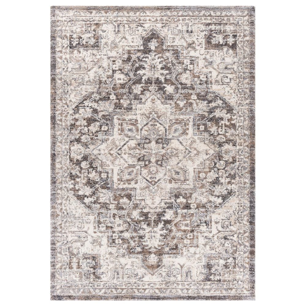 Surya Tuscany TUS-2318 Brown, Charcoal, Light Gray, Light Beige and Cream 12" x 15" Area Rug, , large
