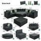 HOMLUX 7-piece Outdoor Conversation Set with Black Wicker in Gray, , large