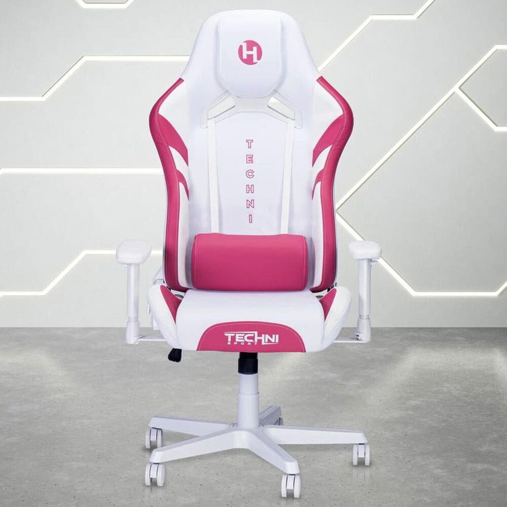 Techni Sport Echo 2.0 Gaming Chair in Pink and White, , large